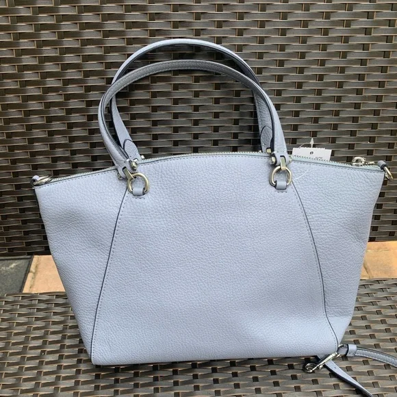 Coach Light Gray Leather Tote Bag - Picture 6 of 10